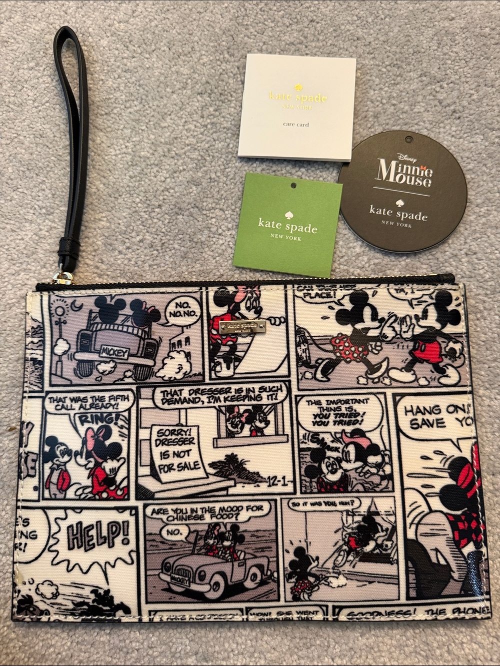kate spade Comic Strip Minnie Mouse Zip Wristlet - Black, White & Red